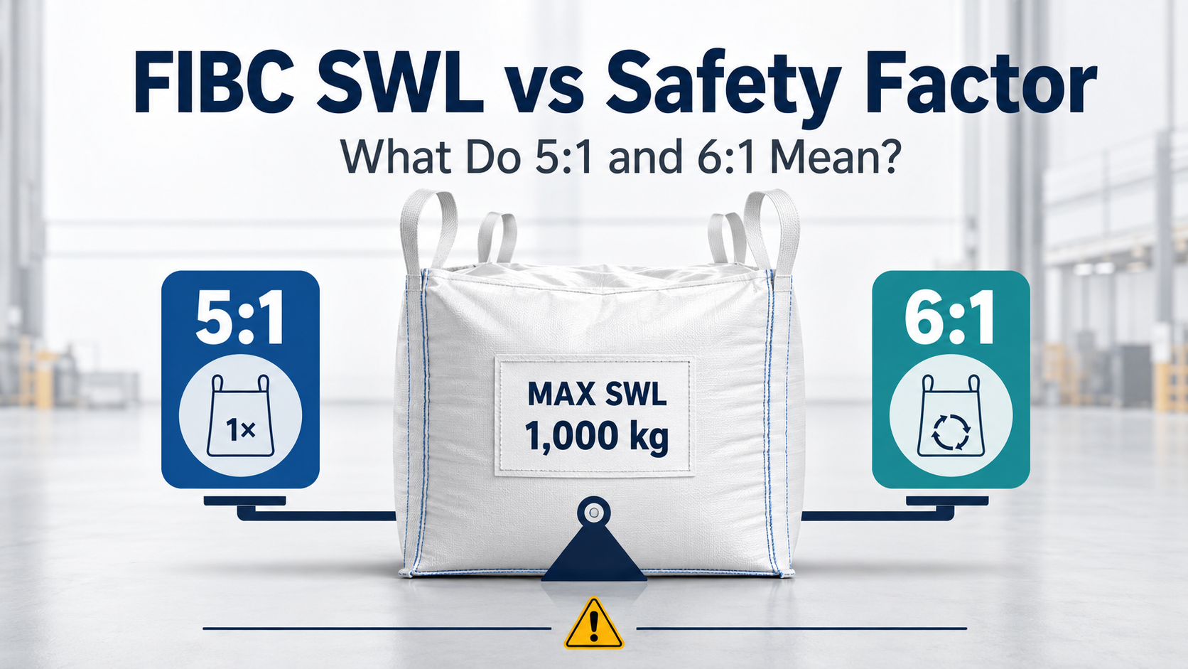 Carga de trabajo segura FIBC versus factor de seguridad: ¿Qué significan 5:1 y 6:1?