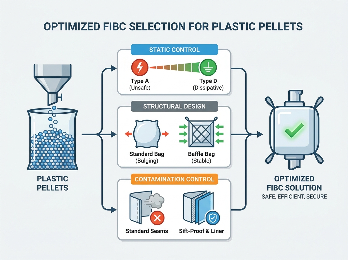 Bolsas de fibc para pellets de pl&aacute;stico.